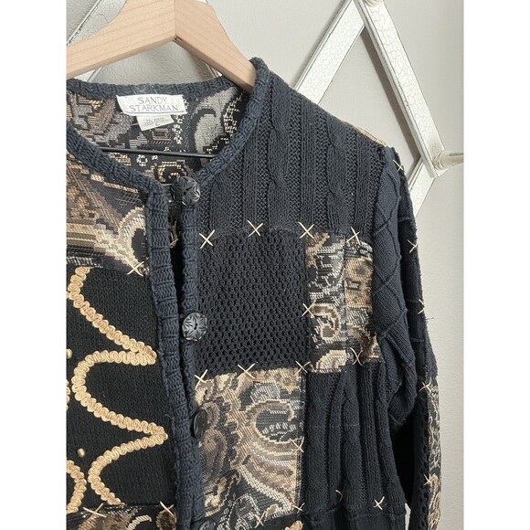 Sandy Starkman Women's L Knit Tapestry Blazer Jacket Buttons - Picture 7 of 10